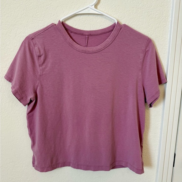 lululemon athletica Tops - Lululemon cropped tshirt in Velvet Dust